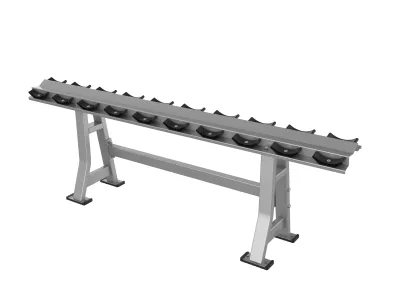 PrimePower PPF-HY50 single-tier dumbbell rack, silver-grey frame with one row of saddles PrimePower PPF-HY50 single-tier dumbbell rack, silver-grey frame with one row of saddles