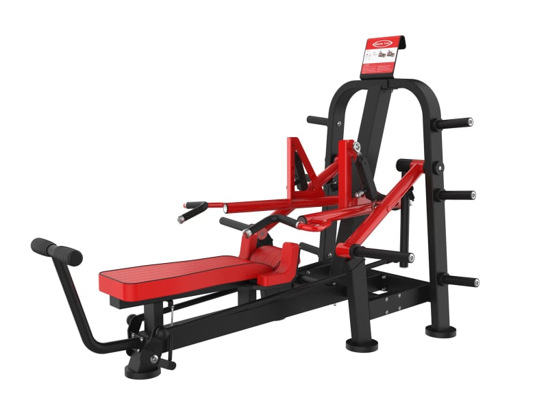 PrimePower Plate-Loaded Flat Bench Press PPF-A810, black frame, red accents, red upholstery PrimePower Plate-Loaded Flat Bench Press PPF-A810, black frame, red accents, red upholstery