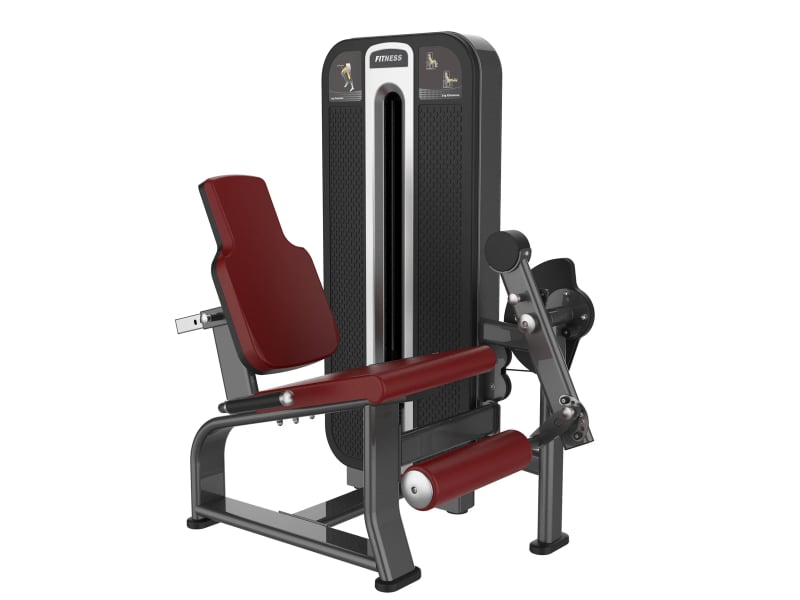 PrimePower PPF-K602 leg extension, gunmetal grey frame, black shroud with silver trim, burgundy upholstery PrimePower PPF-K602 leg extension, gunmetal grey frame, black shroud with silver trim, burgundy upholstery
