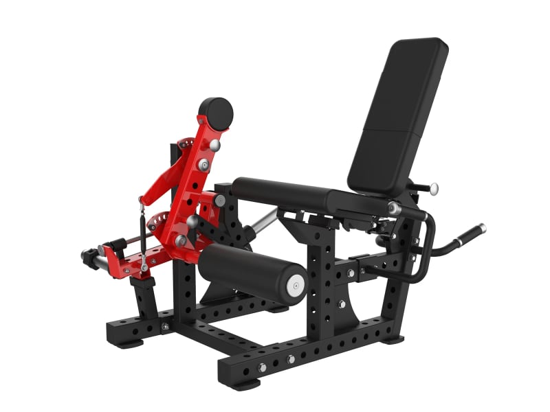PrimePower PPF-K186 extension / flexion des jambes à disques, cadre noir, accents rouges, sellerie noire PrimePower PPF-K186 extension / flexion des jambes à disques, cadre noir, accents rouges, sellerie noire