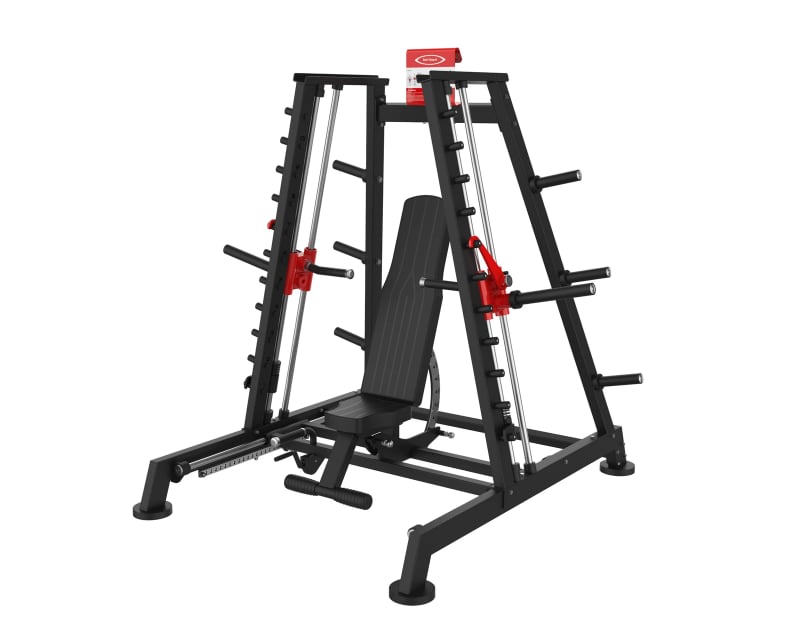 PrimePower Plate-Loaded Tower Chest / Shoulder Press PPF-A841, black frame, red accents, black upholstery PrimePower Plate-Loaded Tower Chest / Shoulder Press PPF-A841, black frame, red accents, black upholstery