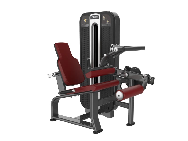 PrimePower PPF-K623 seated leg curl, gunmetal grey frame, black shroud with silver trim, burgundy upholstery PrimePower PPF-K623 seated leg curl, gunmetal grey frame, black shroud with silver trim, burgundy upholstery