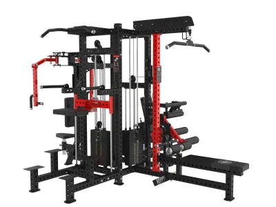 PrimePower PPF-K120 4-station multi-gym with assisted chin/dip, black frame with red accents PrimePower PPF-K120 4-station multi-gym with assisted chin/dip, black frame with red accents