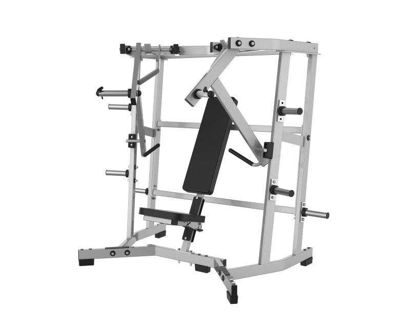 Développé décliné large à disques PrimePower PPF-HY90A, cadre gris argent et sellerie noire Développé décliné large à disques PrimePower PPF-HY90A, cadre gris argent et sellerie noire