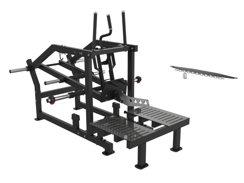 PrimePower PPF-A950 belt squat, all-black frame, red plate collars PrimePower PPF-A950 belt squat, all-black frame, red plate collars