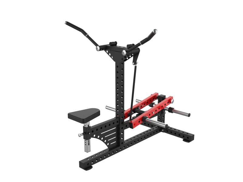 Écarté pectoraux assis ou debout à disques PrimePower PPF-K104, cadre noir et chariot de charge rouge Écarté pectoraux assis ou debout à disques PrimePower PPF-K104, cadre noir et chariot de charge rouge