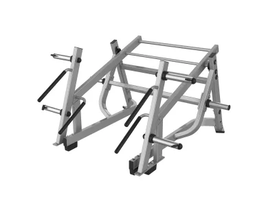 Appareil de squat debout PrimePower PPF-HY59, cadre ouvert gris argent et deux leviers Appareil de squat debout PrimePower PPF-HY59, cadre ouvert gris argent et deux leviers
