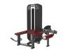 PrimePower PPF-K601 prone leg curl, gunmetal grey frame, black shroud with silver trim, burgundy upholstery