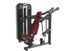 PrimePower PPF-K606 shoulder press, gunmetal grey frame, black shroud with silver trim, burgundy upholstery