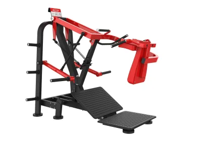 Pendulum squat à disques PPF-A831 PrimePower, châssis noir, accents rouges, sellerie rouge Pendulum squat à disques PPF-A831 PrimePower, châssis noir, accents rouges, sellerie rouge