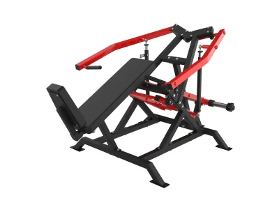 Presse pectorale inclinée PrimePower PPF-HM119, cadre noir, levier rouge et coussins noirs Presse pectorale inclinée PrimePower PPF-HM119, cadre noir, levier rouge et coussins noirs