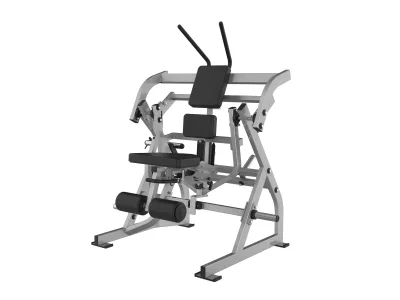 Crunch abdominal à disques PrimePower PPF-HY70, cadre gris argent, appui poitrine et rouleaux
