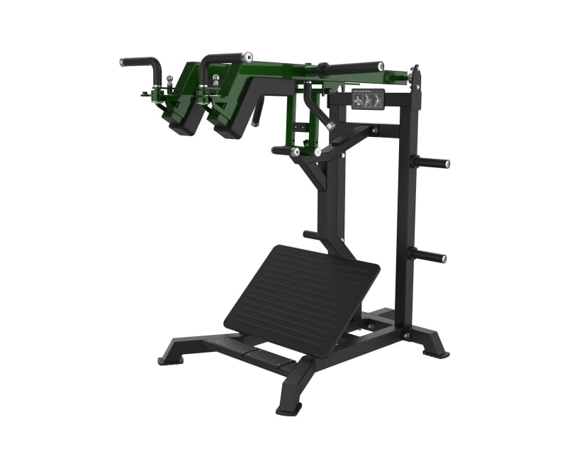 PrimePower PPF-A965 hack squat / développé épaules debout, châssis noir, accents vert foncé, sellerie noire PrimePower PPF-A965 hack squat / développé épaules debout, châssis noir, accents vert foncé, sellerie noire