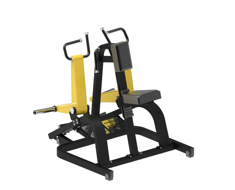 PrimePower PPF-K375 tirage horizontal assis à disques, cadre noir, accents jaunes, sellerie gris foncé PrimePower PPF-K375 tirage horizontal assis à disques, cadre noir, accents jaunes, sellerie gris foncé