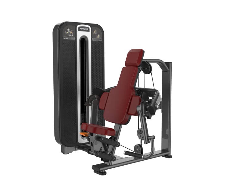 PrimePower PPF-K630 biceps curl, gunmetal grey frame, black shroud with silver trim, burgundy upholstery PrimePower PPF-K630 biceps curl, gunmetal grey frame, black shroud with silver trim, burgundy upholstery
