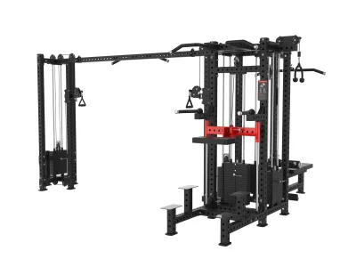 PrimePower PPF-K125A 5-Station Multi-Gym with Assisted Chin/Dip, black frame, red accents, black upholstery PrimePower PPF-K125A 5-Station Multi-Gym with Assisted Chin/Dip, black frame, red accents, black upholstery