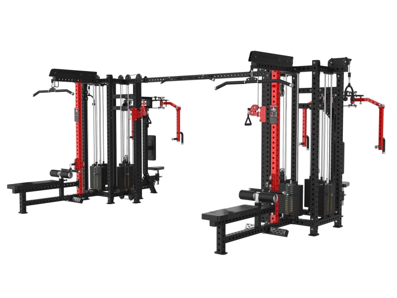 PrimePower PPF-K128 8-Station Multi-Gym, black frame, red accents, black upholstery PrimePower PPF-K128 8-Station Multi-Gym, black frame, red accents, black upholstery