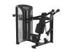 PrimePower PPF-K606 shoulder press, gunmetal grey frame, black shroud with silver trim, burgundy upholstery