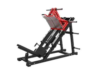 PrimePower PPF-K156 presse à cuisses 45° iso-latérale, cadre noir, accents rouges, sellerie noire PrimePower PPF-K156 presse à cuisses 45° iso-latérale, cadre noir, accents rouges, sellerie noire