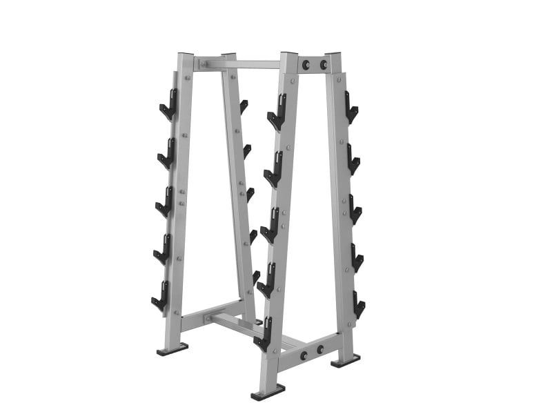 PrimePower PPF-HY55 vertical barbell rack, silver-grey four-post frame with bar holders PrimePower PPF-HY55 vertical barbell rack, silver-grey four-post frame with bar holders