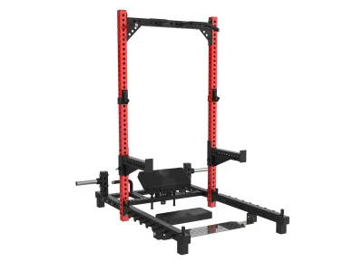 PrimePower PPF-K167 Half Rack with Hip Thrust Station, black and red frame, black upholstery PrimePower PPF-K167 Half Rack with Hip Thrust Station, black and red frame, black upholstery