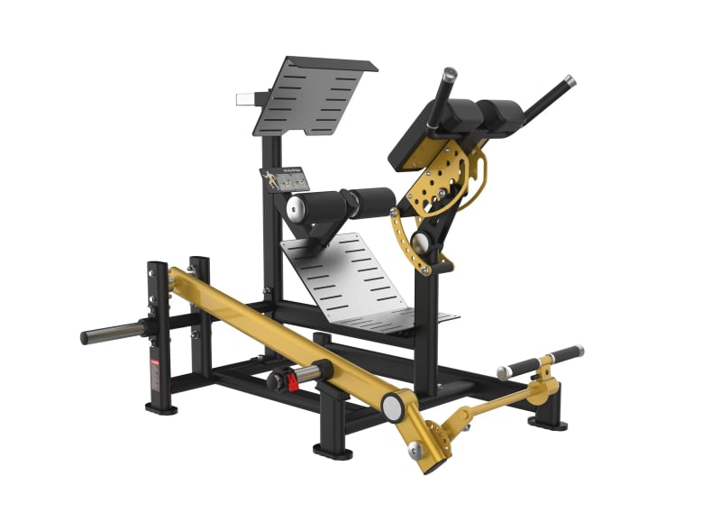 PrimePower PPF-K545 plate-loaded back extension (hyperextension), black frame, gold accents, black upholstery PrimePower PPF-K545 plate-loaded back extension (hyperextension), black frame, gold accents, black upholstery