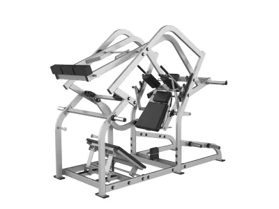Pendulum squat PrimePower PPF-HY110, cadre gris argent, épaulières et plateforme inclinée Pendulum squat PrimePower PPF-HY110, cadre gris argent, épaulières et plateforme inclinée