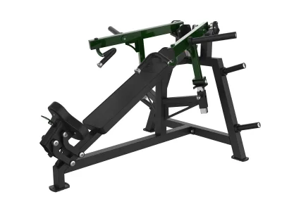 PrimePower PPF-A949 plate-loaded incline chest press, black frame, dark green accents, black upholstery PrimePower PPF-A949 plate-loaded incline chest press, black frame, dark green accents, black upholstery