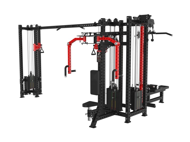 PrimePower PPF-K125 5-Station Multi-Gym, black frame, red accents, black upholstery PrimePower PPF-K125 5-Station Multi-Gym, black frame, red accents, black upholstery