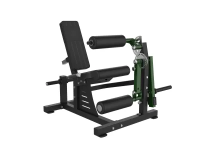 PrimePower PPF-A985 leg extension / leg curl à disques, châssis noir, accents vert foncé, sellerie noire PrimePower PPF-A985 leg extension / leg curl à disques, châssis noir, accents vert foncé, sellerie noire