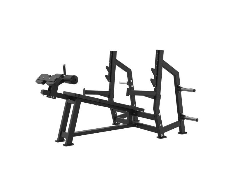 PrimePower PPF-HM41A – Banc décliné olympique avec bras de sécurité, cadre noir, garnissage noir PrimePower PPF-HM41A – Banc décliné olympique avec bras de sécurité, cadre noir, garnissage noir