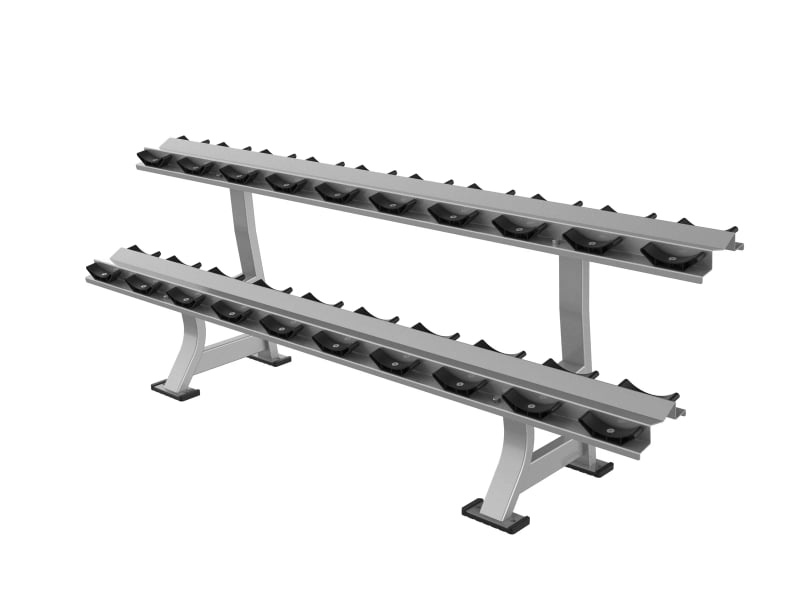 PrimePower PPF-HY49 two-tier dumbbell rack, silver-grey frame with dumbbell saddles PrimePower PPF-HY49 two-tier dumbbell rack, silver-grey frame with dumbbell saddles