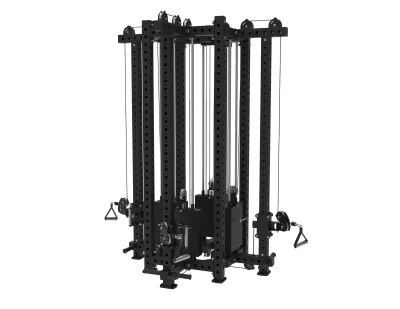 PrimePower PPF-K119B multi-column cable tower, black frame with two weight stacks and adjustable pulleys PrimePower PPF-K119B multi-column cable tower, black frame with two weight stacks and adjustable pulleys