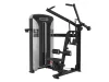 PrimePower PPF-K610 lever-arm lat pulldown, gunmetal grey frame, black shroud with silver trim