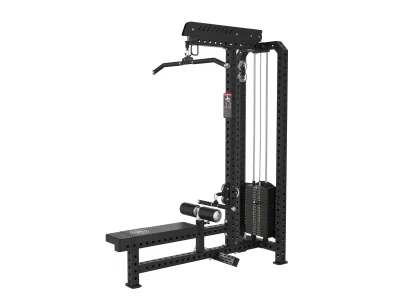 PrimePower PPF-K110 lat pulldown and seated row combo, all-black frame with weight stack and long bench PrimePower PPF-K110 lat pulldown and seated row combo, all-black frame with weight stack and long bench