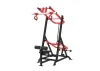 PrimePower PPF-HM118 plate-loaded lat pulldown, black frame with red lever and wide grip bar