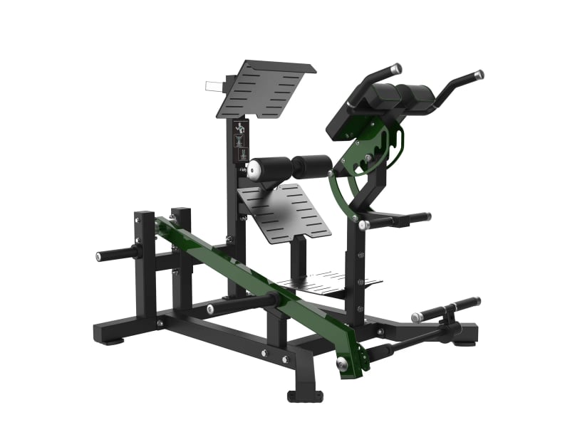 PrimePower PPF-A945 plate-loaded back extension, black frame, dark green accents, black upholstery PrimePower PPF-A945 plate-loaded back extension, black frame, dark green accents, black upholstery