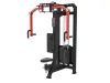 PrimePower PPF-K111 pec deck and rear delt machine, black frame with red rotating arms and weight stack
