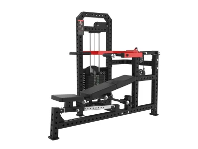 PrimePower PPF-K116 chest press and shoulder press combo, black frame, red press arm, incline bench PrimePower PPF-K116 chest press and shoulder press combo, black frame, red press arm, incline bench