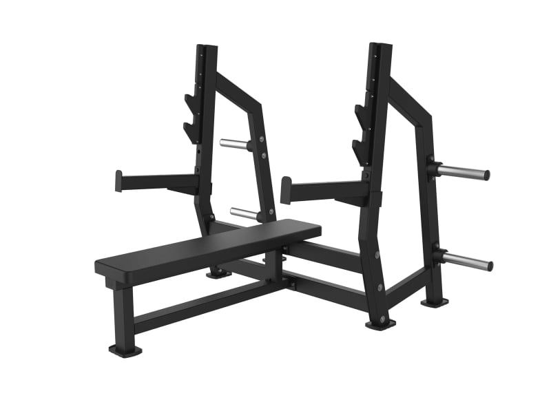 PrimePower PPF-HM43B – Olympic Flat Bench with Spotter Arms, black frame, black upholstery PrimePower PPF-HM43B – Olympic Flat Bench with Spotter Arms, black frame, black upholstery
