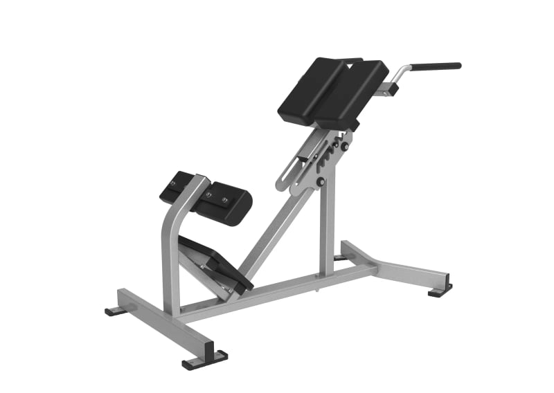 Banc à lombaires PrimePower PPF-HY45, cadre gris argent, appuis de hanches et rouleaux Banc à lombaires PrimePower PPF-HY45, cadre gris argent, appuis de hanches et rouleaux