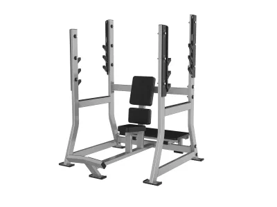 PrimePower PPF-HY40 Olympic military bench, silver-grey uprights with bar catches and upright seat PrimePower PPF-HY40 Olympic military bench, silver-grey uprights with bar catches and upright seat