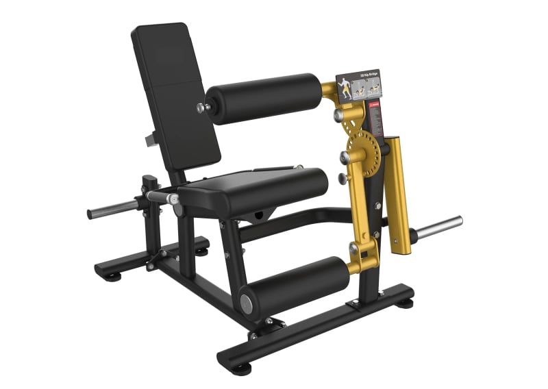 Combiné extension / leg curl assis à disques PrimePower PPF-K585, châssis noir, accents dorés, sellerie noire Combiné extension / leg curl assis à disques PrimePower PPF-K585, châssis noir, accents dorés, sellerie noire