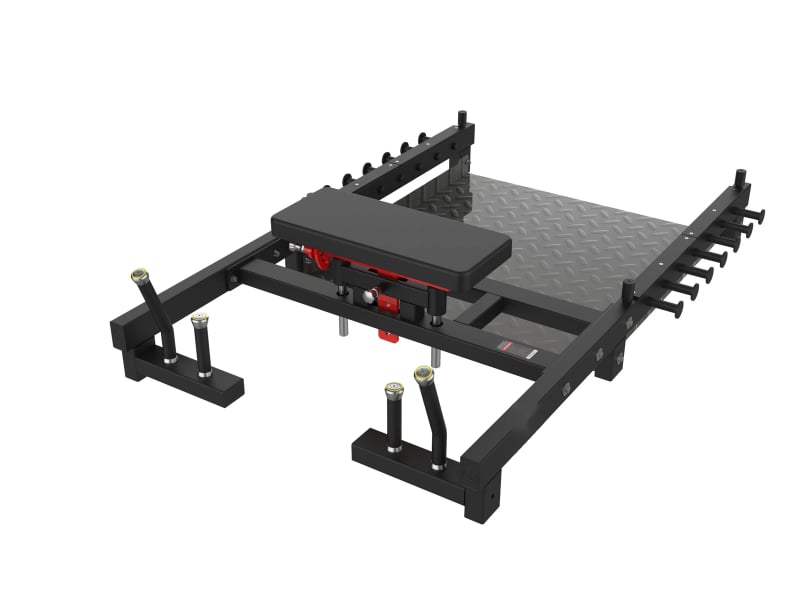 PrimePower PPF-HM60 – Hip Thrust Platform, black frame, red accents, black upholstery PrimePower PPF-HM60 – Hip Thrust Platform, black frame, red accents, black upholstery