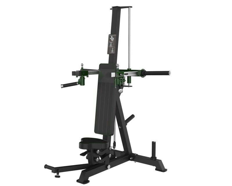 PrimePower PPF-A971 développé épaules assis à rail vertical, châssis noir, accents vert foncé, sellerie noire PrimePower PPF-A971 développé épaules assis à rail vertical, châssis noir, accents vert foncé, sellerie noire