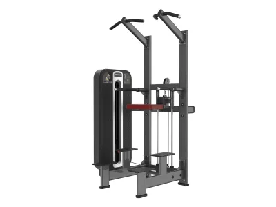 PrimePower PPF-K609 assisted chin / dip, gunmetal grey frame, black shroud with silver trim, burgundy upholstery PrimePower PPF-K609 assisted chin / dip, gunmetal grey frame, black shroud with silver trim, burgundy upholstery