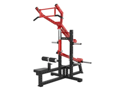 PrimePower PPF-K135 tirage vertical / extension triceps à disques, cadre noir, accents rouges, sellerie noire PrimePower PPF-K135 tirage vertical / extension triceps à disques, cadre noir, accents rouges, sellerie noire