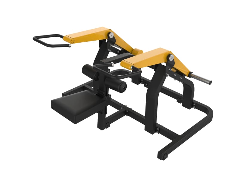 Dips assis / presse triceps à disques PrimePower PPF-K378, châssis noir, accents jaune orangé, sellerie noire Dips assis / presse triceps à disques PrimePower PPF-K378, châssis noir, accents jaune orangé, sellerie noire
