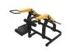 PrimePower PPF-K378 plate-loaded seated dip / triceps press, black frame, yellow-orange accents, black upholstery